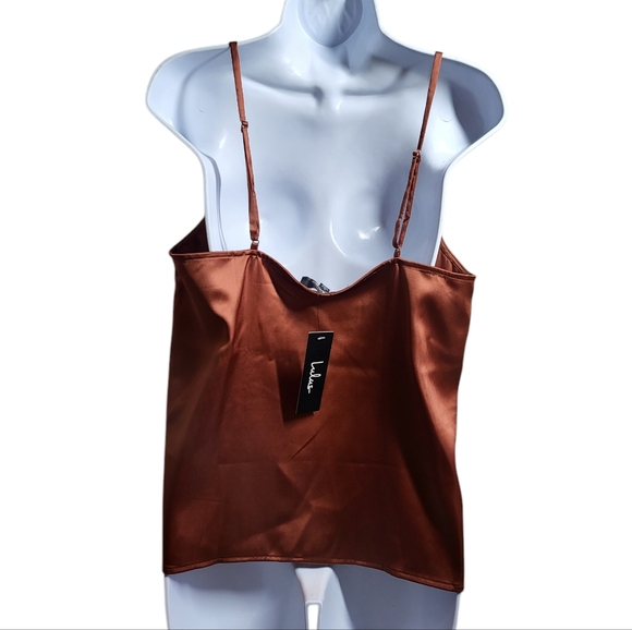 Lulu's Sweetest Kiss Rust Orange Satin Lace Cami Top - Picture 7 of 16